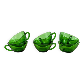 6 emerald green cups – 1970s, retro light