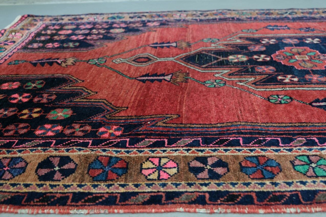 Antique hand-woven persian maslaghan rug, 1920s 254x135cm