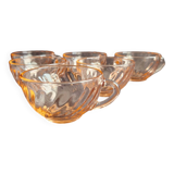 Set of 6 Rosaline cups, vintage arcoroc