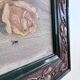 Antique original flower oil painting, yellow roses still life art