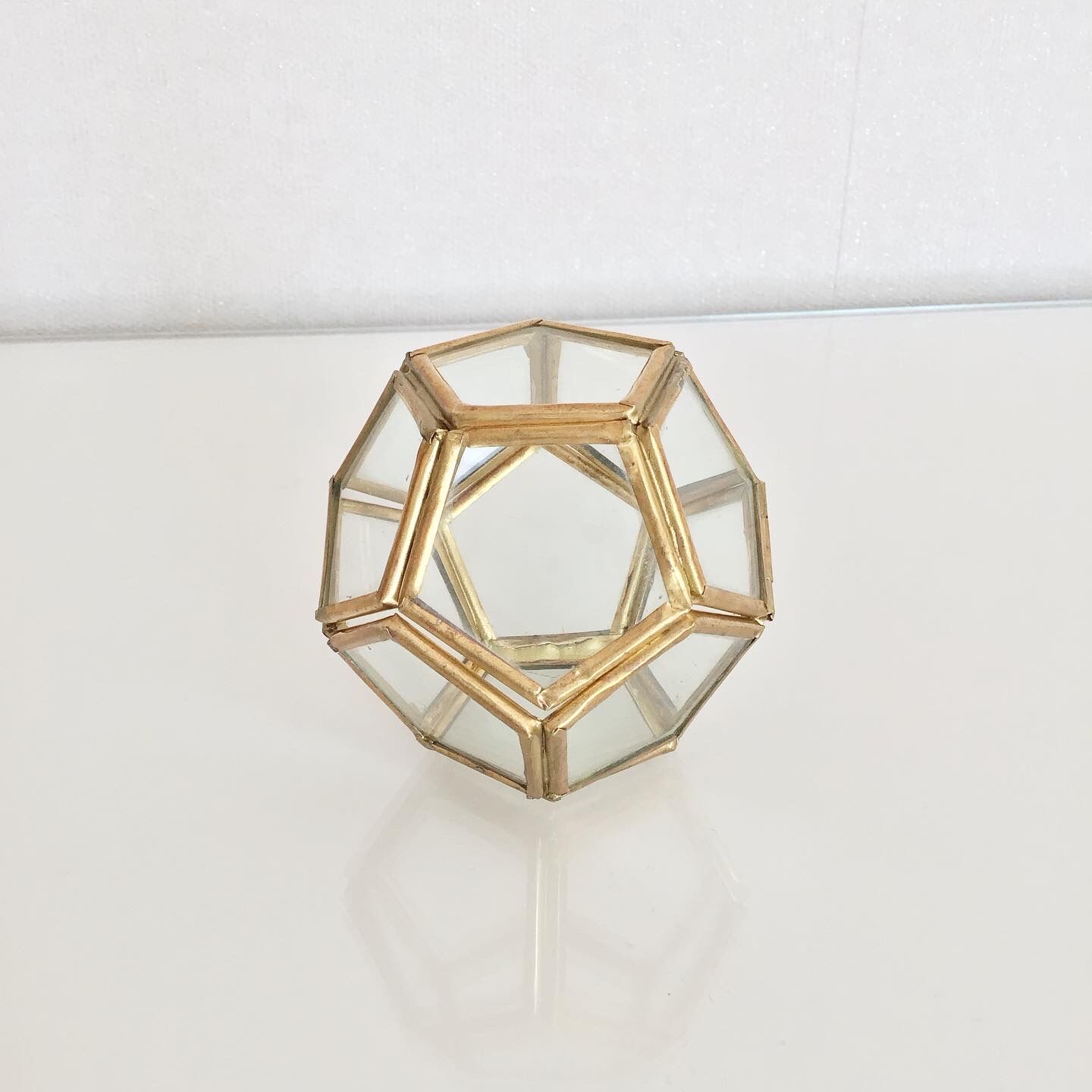 Vintage glass and brass jewelry box