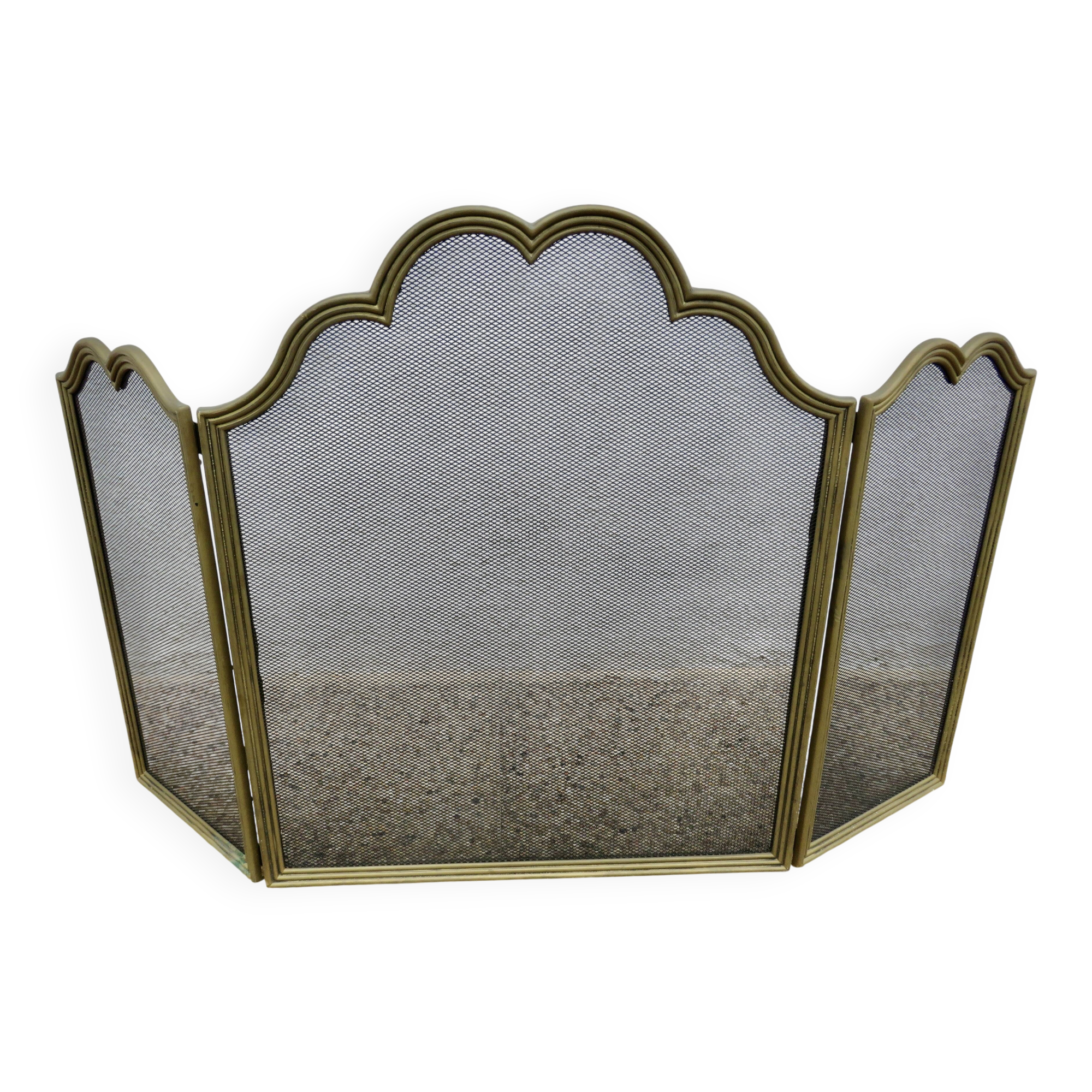Fire screen, spark guard for fireplace "made in Italy" 3 panels in brass 70