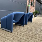 2x Artifort Groovy F598 (M-chair) blue, perfect state! Pierre Paulin