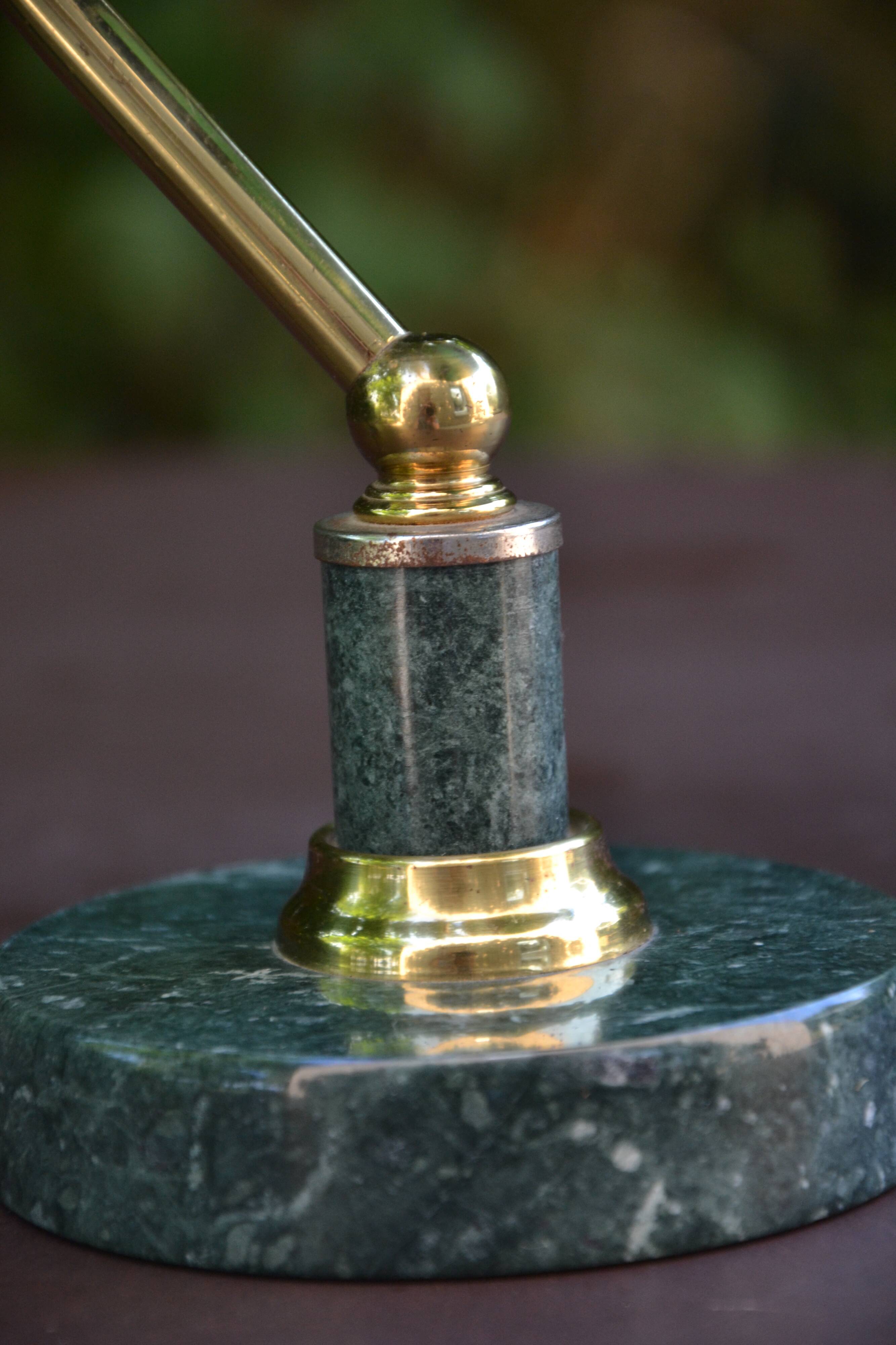 Lampe de banquier socle en marbre vert