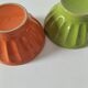 2 large vintage farm bowls in lime green and orange