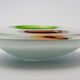 ashtray in white glass and green and orange "bubbles", 70s