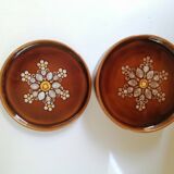 Cinq assiettes à dessert en céramique émaillée création Philippe Jenvrin