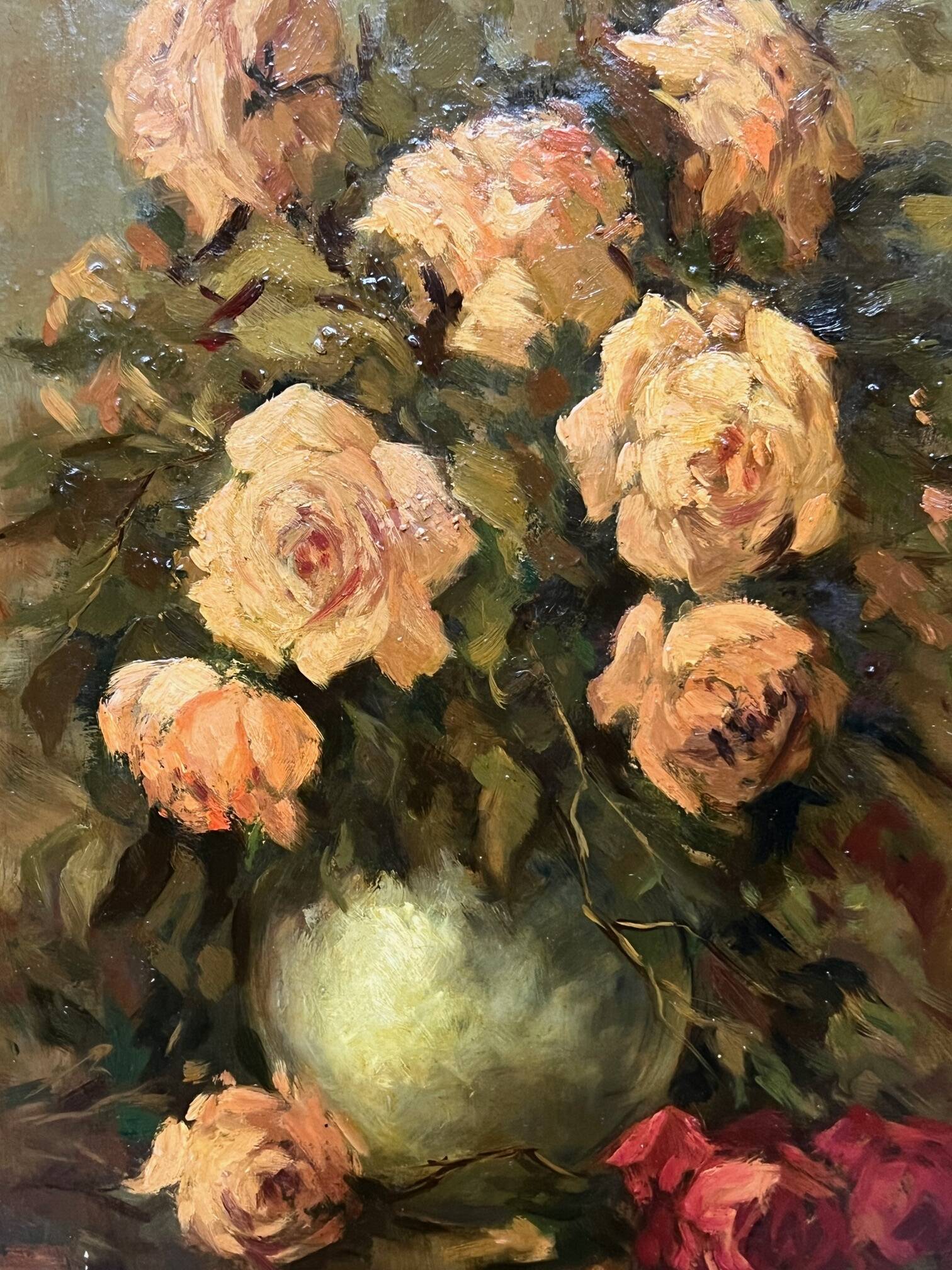 Jacques Maes (1905-1968). Still life signed "Roses". Oil on canvas.