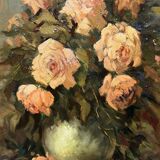 Jacques Maes (1905-1968). Still life signed "Roses". Oil on canvas.