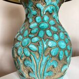 Italian glazed ceramic lamp 1960 mid century Bitossi turquoise