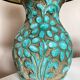 Italian glazed ceramic lamp 1960 mid century Bitossi turquoise