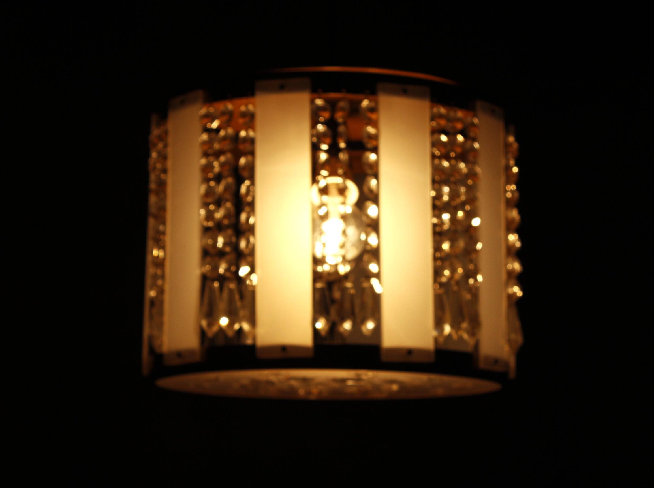 Crystal Glass and Brass Pendant by Jablonecké Sklárny