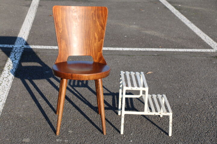 Stepladder white steel latté