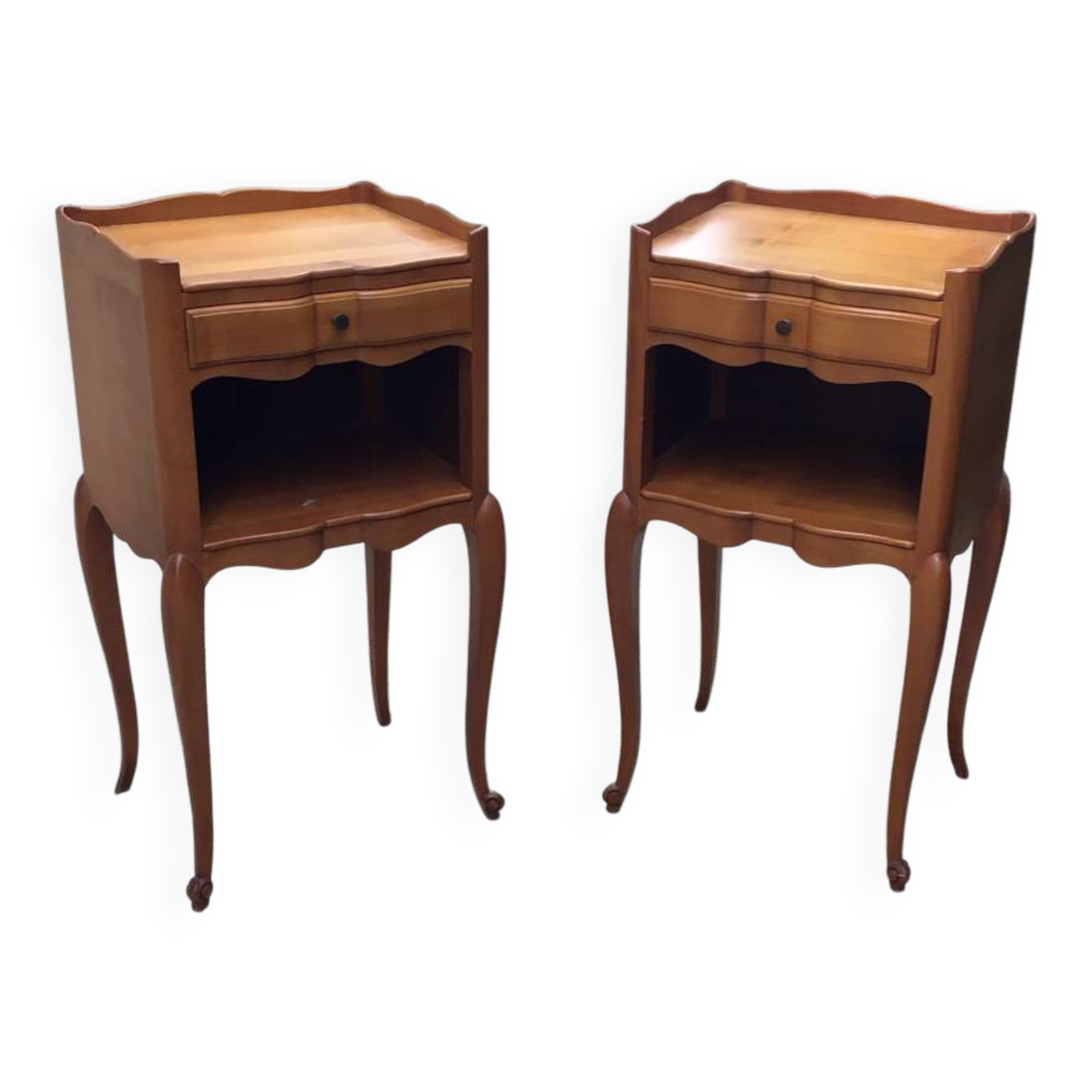 Pair of Louis XV style bedside tables in solid wood
