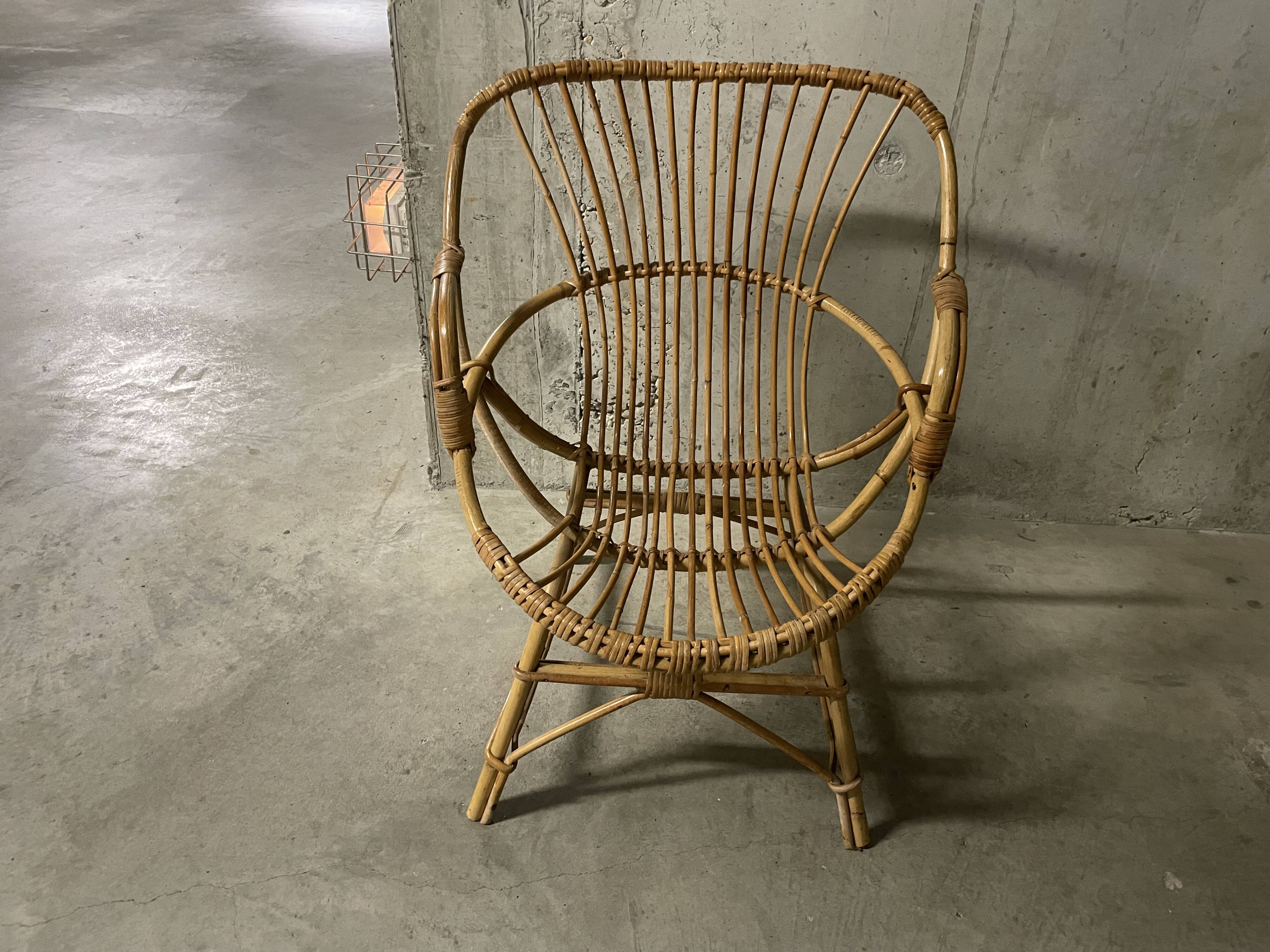 Fauteuil en rotin années 60