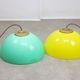Mid-century italian brass and plexiglass pendant lamp, set of 2
