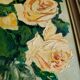 Pair of oils on panel "bouquet of yellow roses" and "bouquet of anemones"