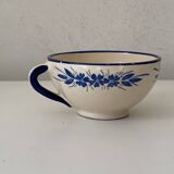 Handcrafted ceramic pitcher and bowl signed – blue decor – vintage tableware