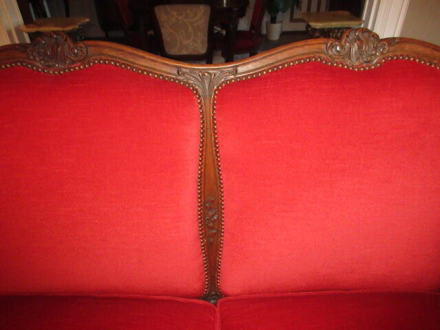 Antique Louis XV style red velvet sofa