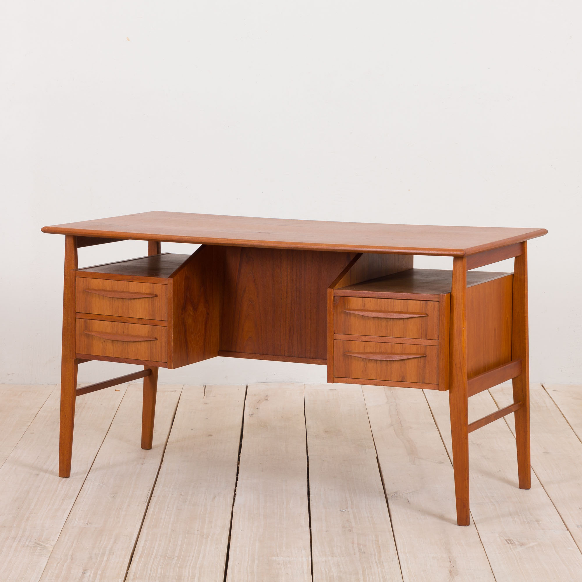 Gunnar Nielsen for Tibergaard teak desk with bar cabinet Denmark 1960s