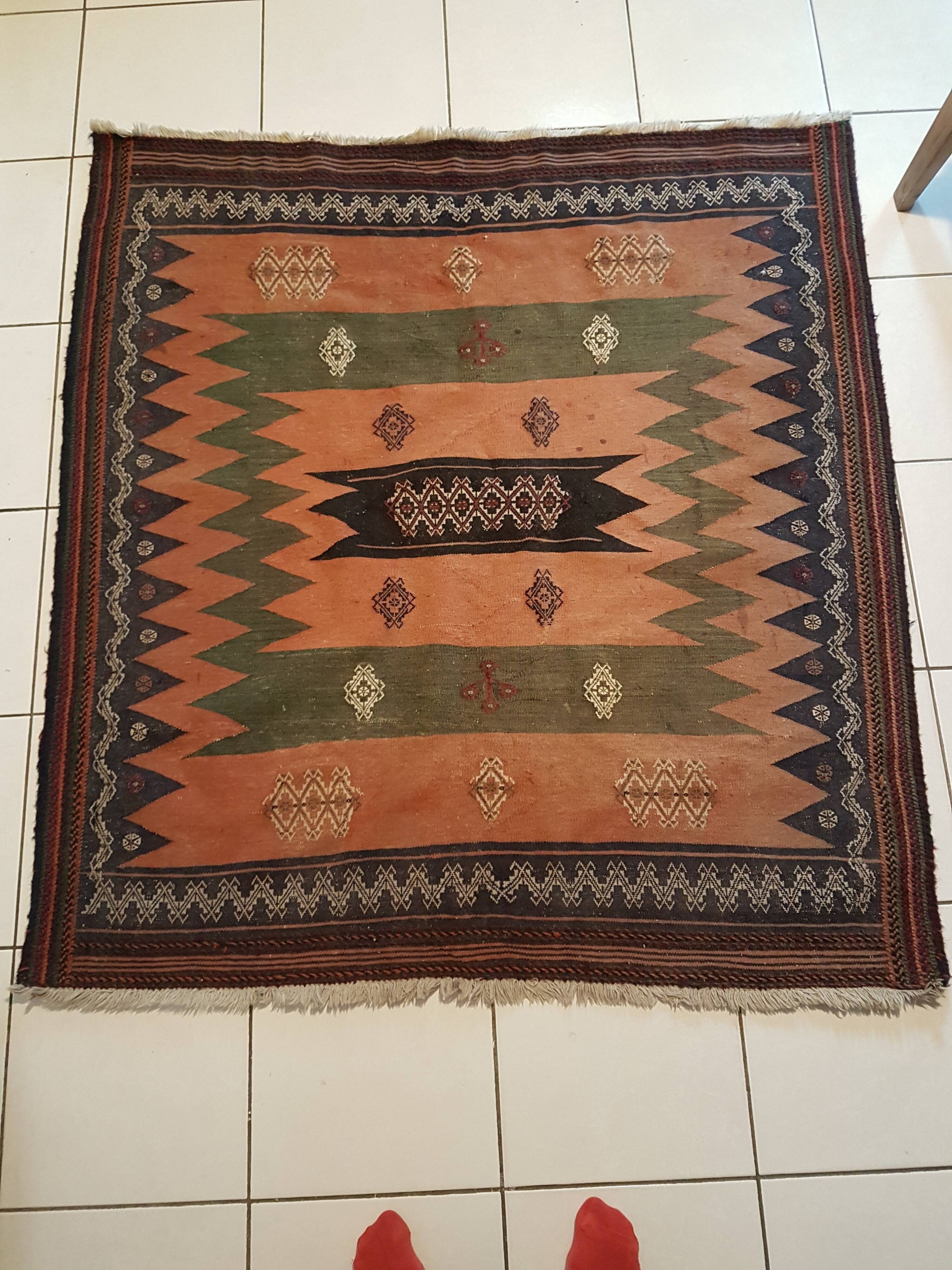 Moroccan kilim carpet (atlas), 130x141cm, handmade 100% wool