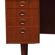 Danish teak kidney desk from the 1950s — organic shape and drum.