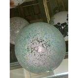 Contemporary Light Green Light Blue and White Swirling Sphere Pendant in Mu