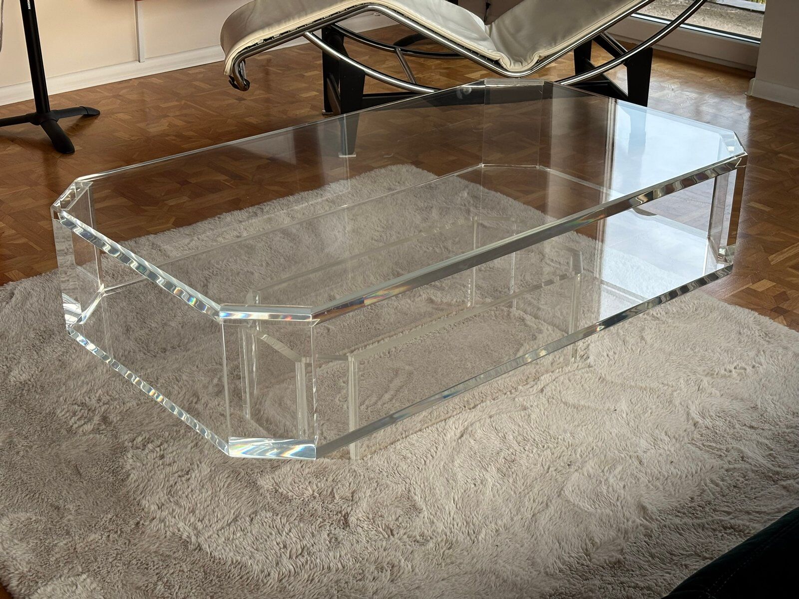 Table basse en verre acrylique transparent