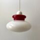 Duo de suspensions en opaline blanche et rouge années 50