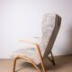 Fauteuil haut en Hêtre courbé et tissu récent modèle Konkav par Paul Bode pour Federholz.