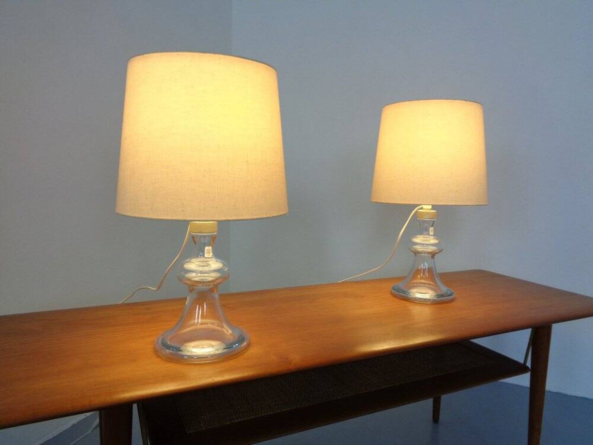 Glass table lamps by Michael Bang for Holmegaard, 1970s, set of 2.
