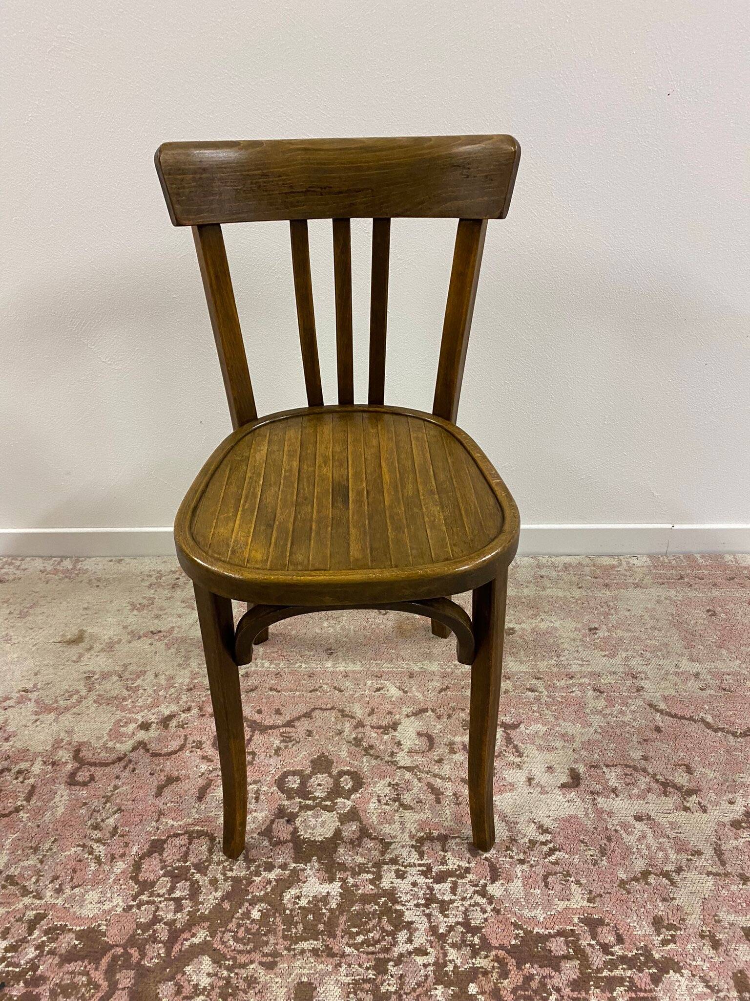 Set of 6 mismatched bistro chairs including Baumann and Luterma chairs