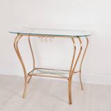 Console - table basse - laiton et verre - vintage.