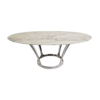 Marble oval dining table by Michel Charron France 1970