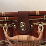 Suitcase in wicker and vintage bamboo