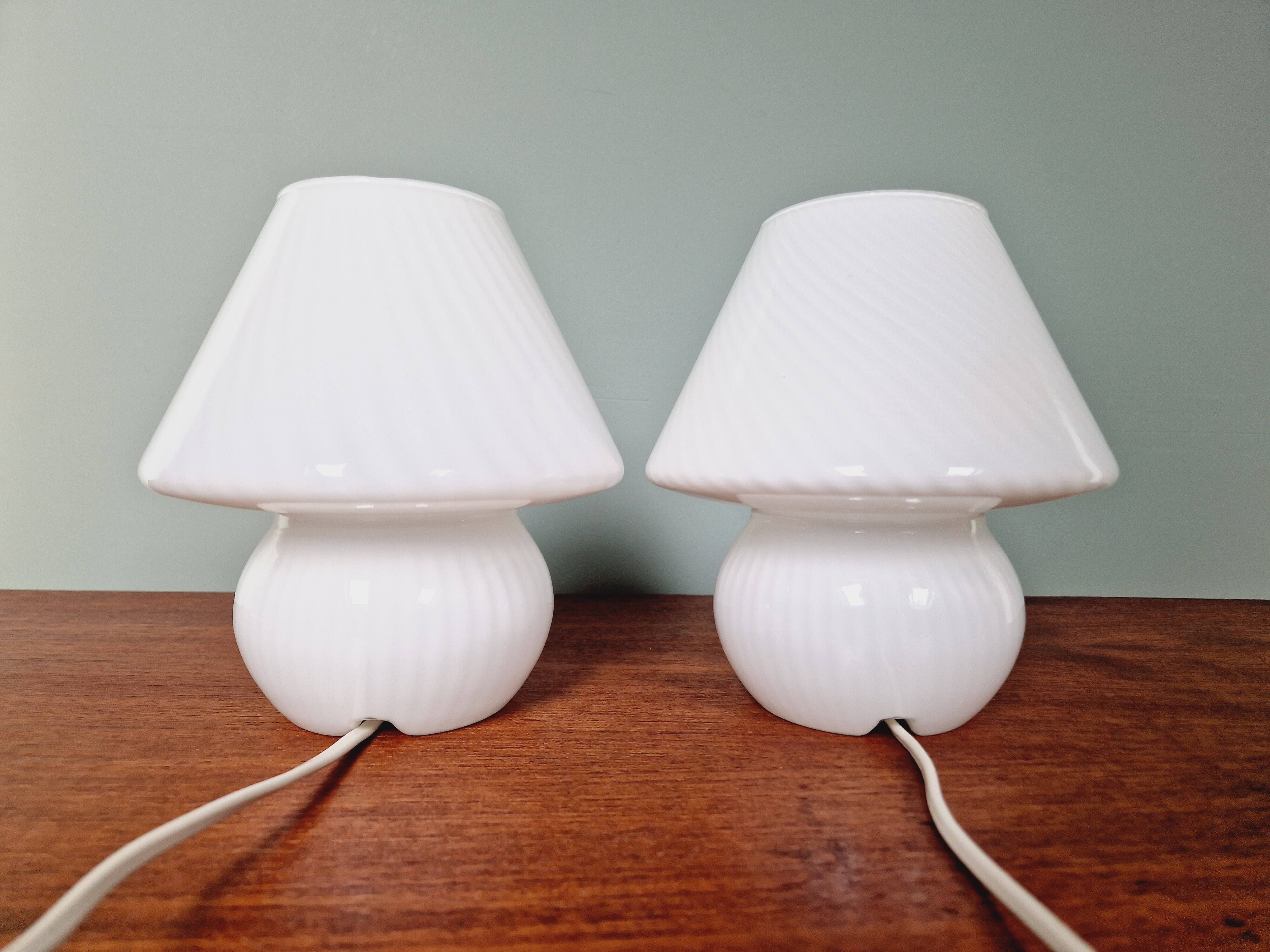 Pair of Murano glass mushroom lamps, 1970s-80s