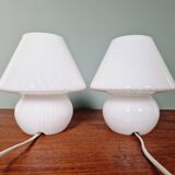 Paire de lampes champignon en verre de Murano, années 1970-80