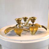 Bronze candle holder with three flowers design 60s - 70s