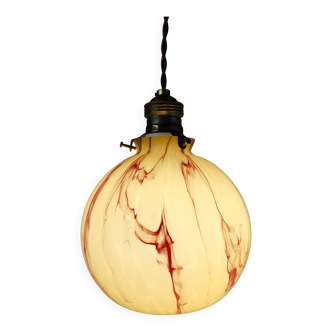 Lampe Art Déco en verre opalin, Verreries de Scailmont, Henri Heemskerk