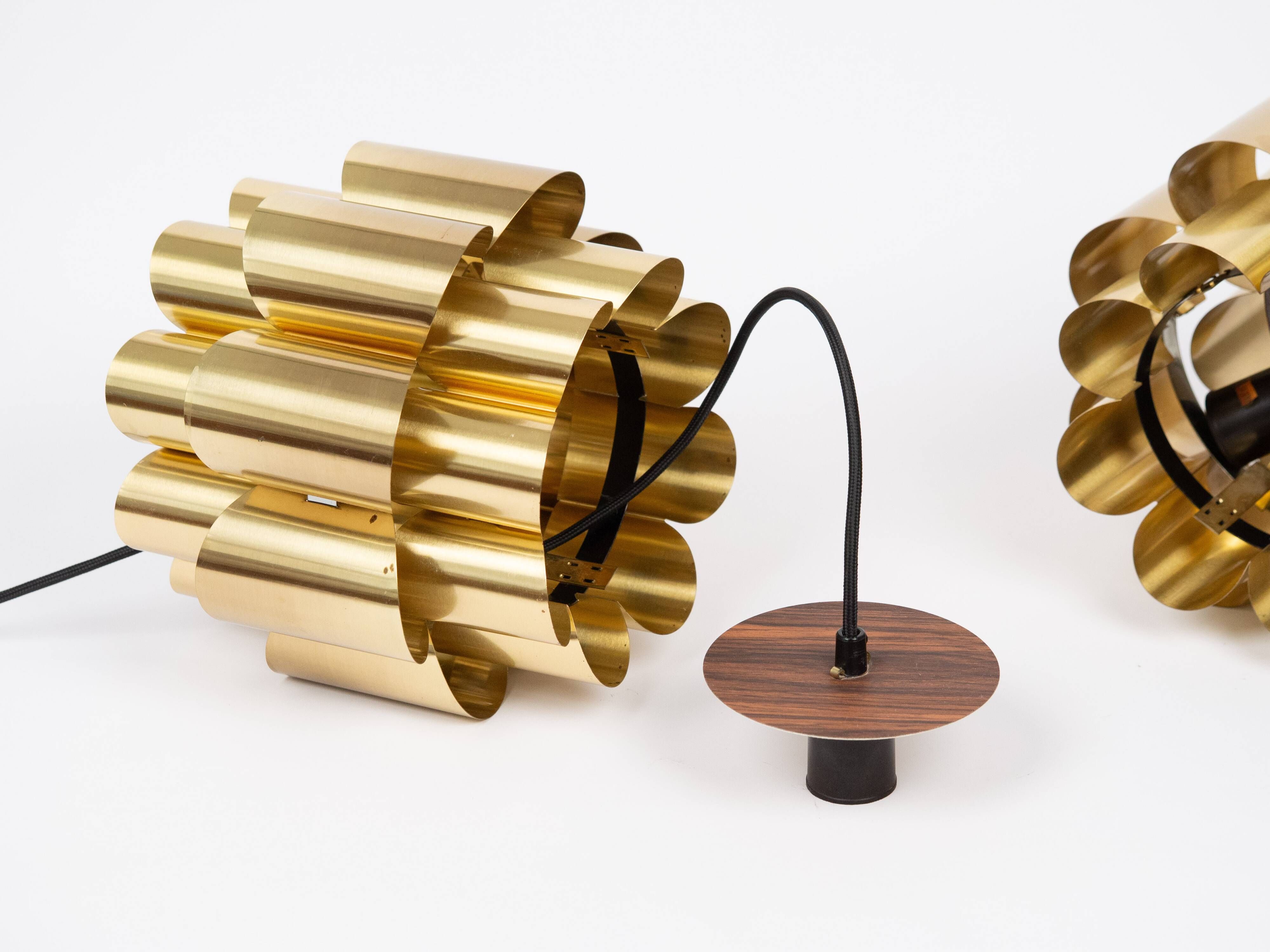 Pair of 2 Danish vintage pendant lamps by Werner Schou, 1960s