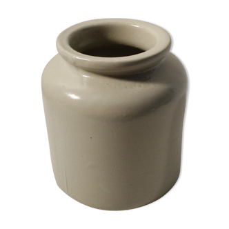 Vintage LAB-Lagny mustard pot in beige glazed stoneware (x2)