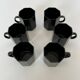 Service 6 tasses à café noires et sous tasses octogonales Octime Arcoroc France collection Esso