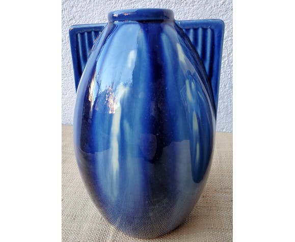 Art deco blue ceramic vases