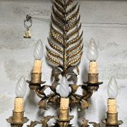 Pair of large golden wall lights, 1950s