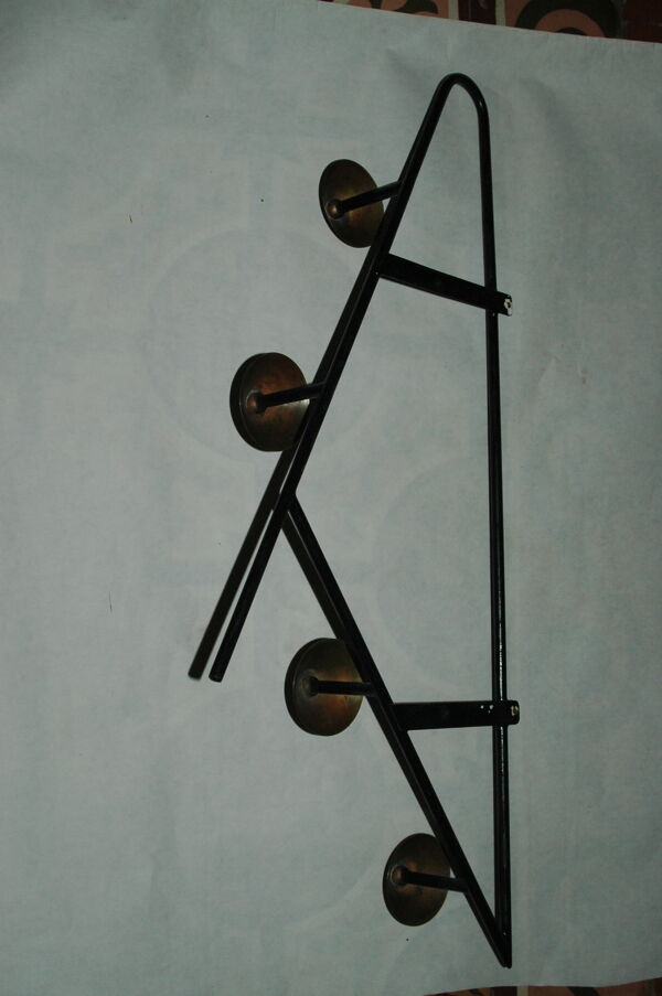 Porte manteau fer forgé et laiton design 60's