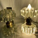 Pair of 1930s wall lights, Italian work, Murano glass and brass