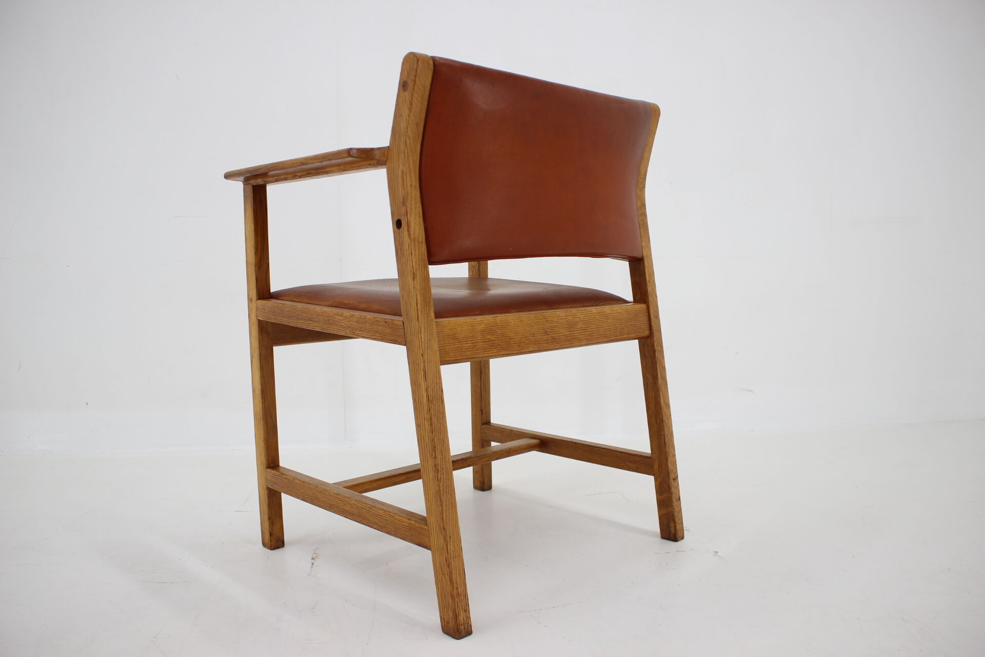 1960s Borge Mogensen Oak and Leather Desk Chair, Denmark