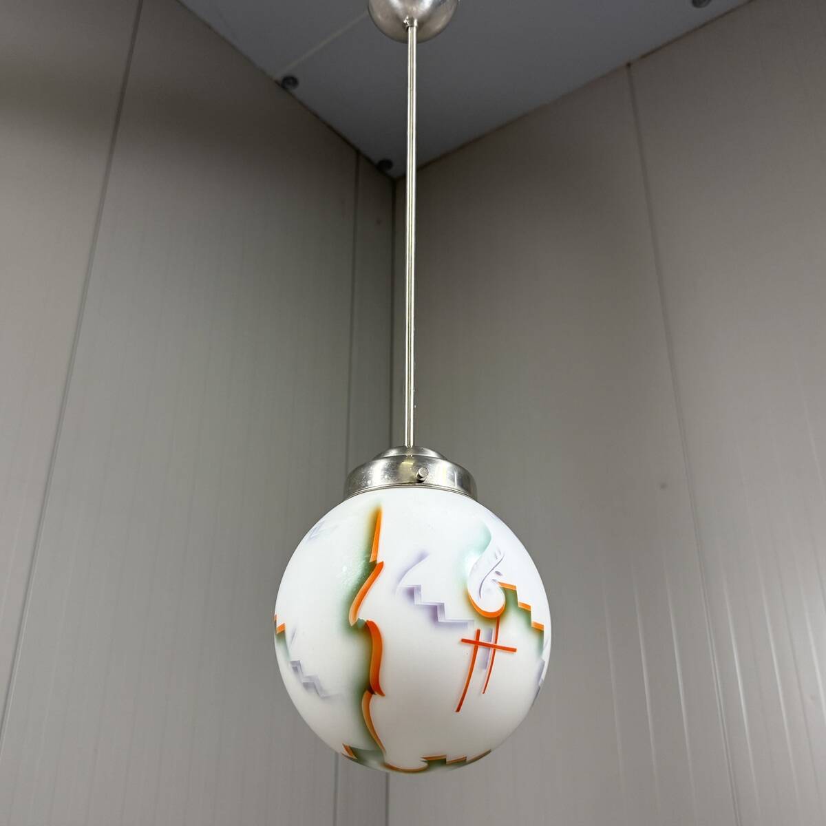 Suspension Art Déco en verre, années 1930