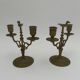 Pair of 19th century bronze candlesticks with bird decor, 2 lights