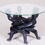 Table pliante art déco sculptée dans une pièce de bois d’ébène, années 1930, Afrique